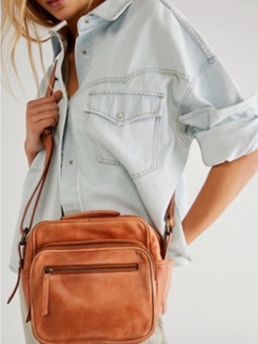 Free People Baxter Crossbody Bag in Warm Tan